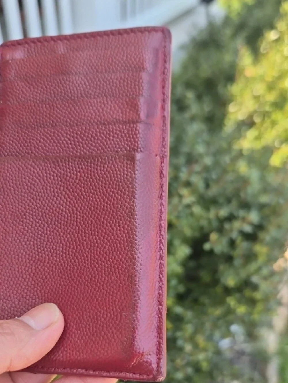 Saint Laurent Burgundy Quilted Leather Zip Card Wallet with Gold YSL Logo - Picture 5 of 12